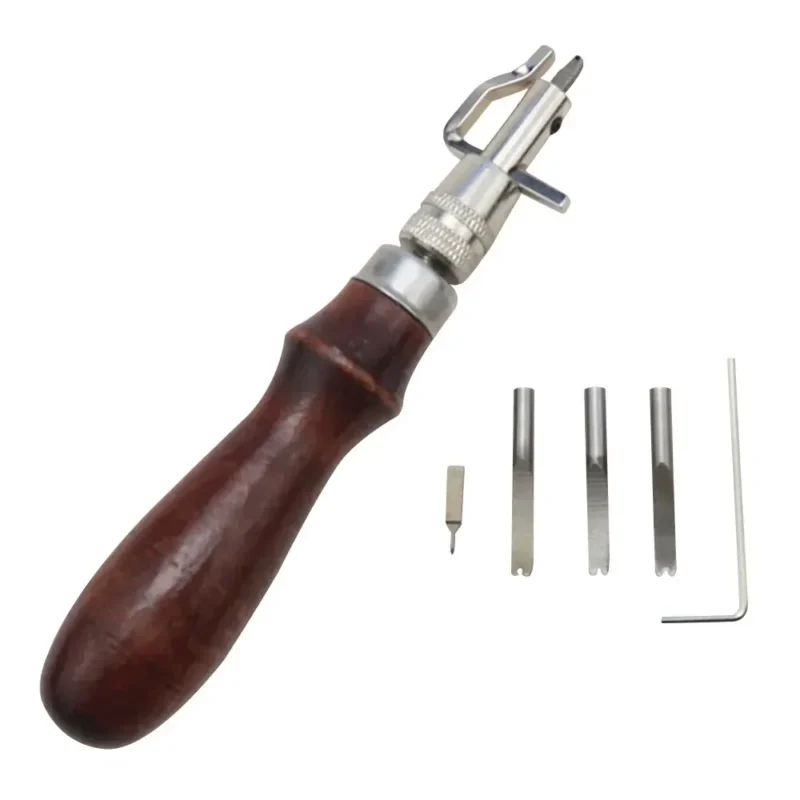 leatherworking tools, leather edge beveler, DIY leathercraft kit, stitching groover set, handmade leather tools - Image 7