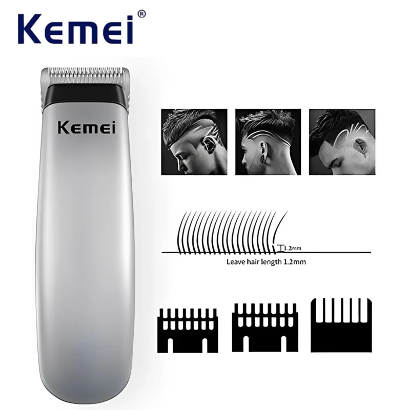 Kemei KM-666 Mini Hair Trimmer – Portable & Lightweight Hair Clipper for Men with Replaceable Battery - Image 3