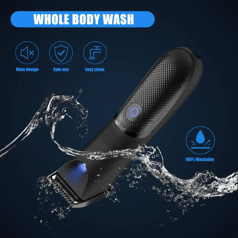 Body Hair Trimmer for Men - Electric Rechargeable Groin & Ball Shaver with Ceramic Blade Heads & Fast Charging