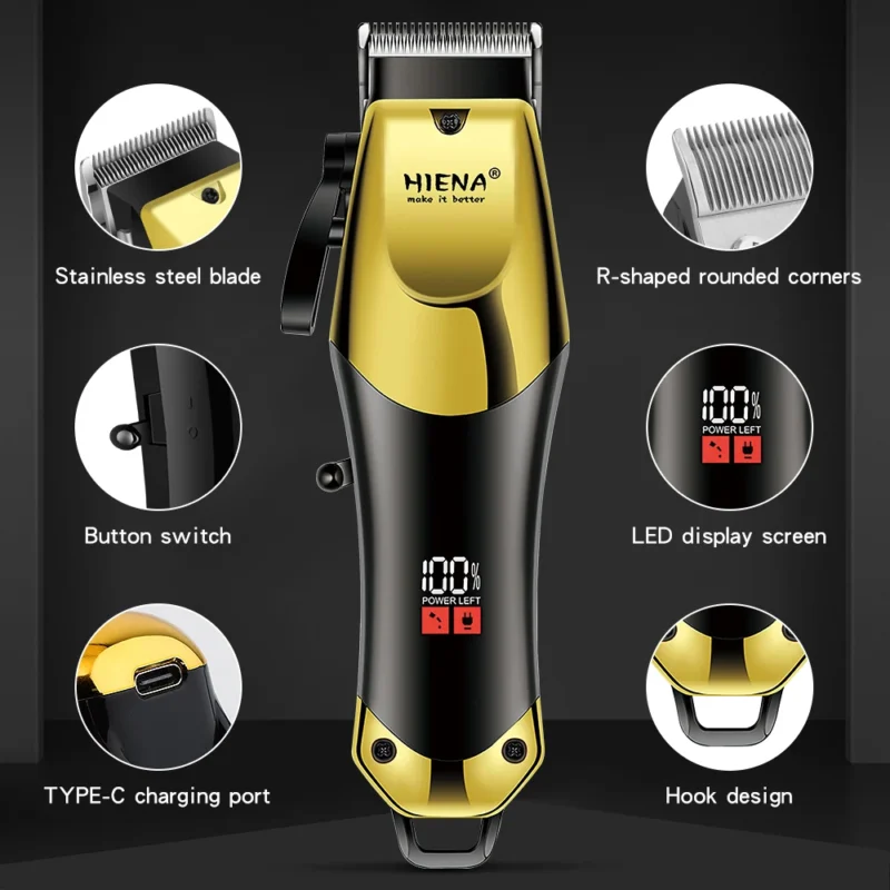 Professional Cordless Men's Hair Clipper Set - USB Rechargeable, LED Display, Zero-Gap T-Blade for Precision Cutting - Image 3