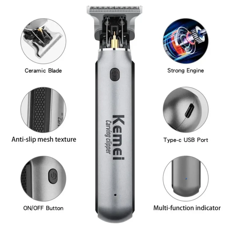 Original Kemei Powerful Hair Clipper For Men Cordless Professional Beard Hair Trimmer Haircut Machine Rechargeable - Image 3