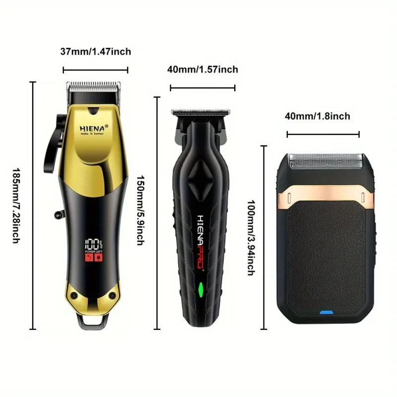 Professional Cordless Men's Hair Clipper Set - USB Rechargeable, LED Display, Zero-Gap T-Blade for Precision Cutting - Image 2