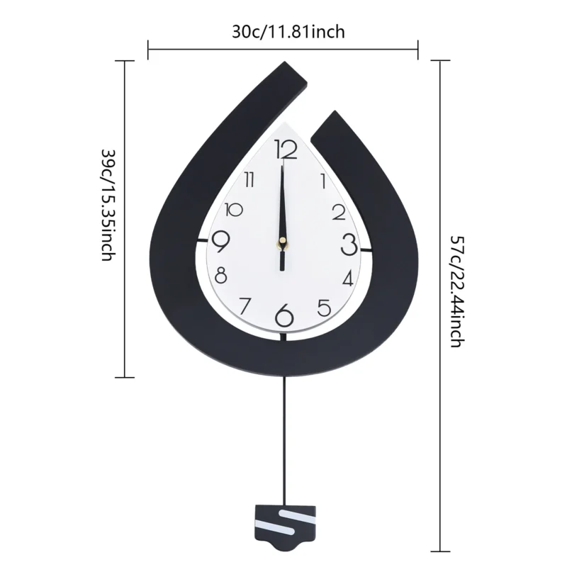 LOYALHEARTDY Modern Swing Wall Clock – Silent Pendulum Clocks, Teardrop Shape, Large Living Room Decor - Image 7