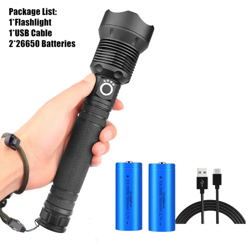 Rechargeable 90000 Lumens LED Flashlight - Super Bright, Zoomable, Waterproof, 3 Modes - Image 8