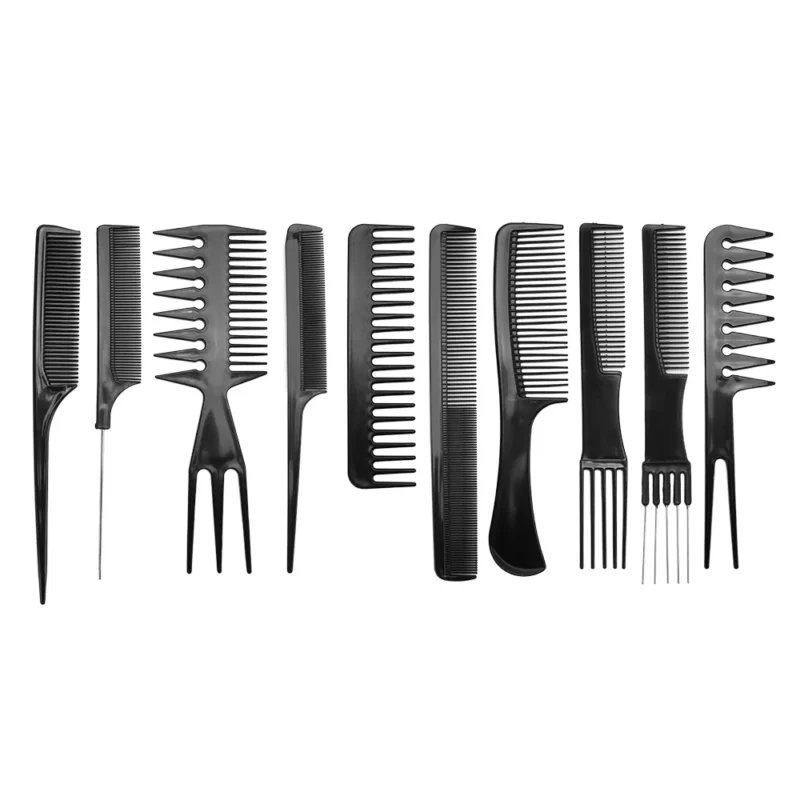 10Pcs Barber Hairdressing Combs Set - Anti-Static Detangler & Hairstyling Tools for Professionals - Image 7