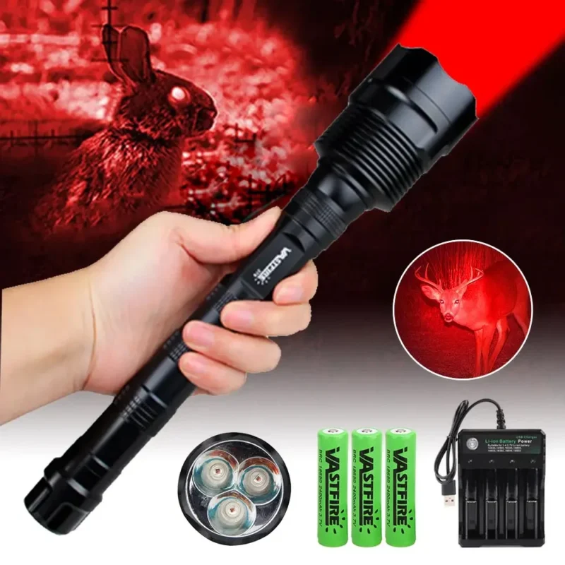 Rechargeable Hunting Flashlight - Green/Red/White Light Torch 500 Yards - Image 8