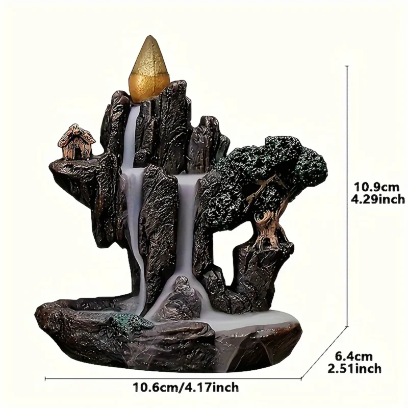 1 PC Mountains River Waterfall Backflow Incense Burner with 60 Incense Cones - Image 2