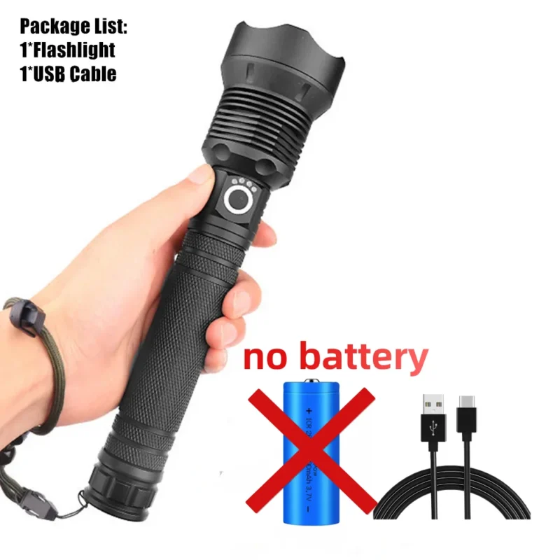 Rechargeable 90000 Lumens LED Flashlight - Super Bright, Zoomable, Waterproof, 3 Modes - Image 9