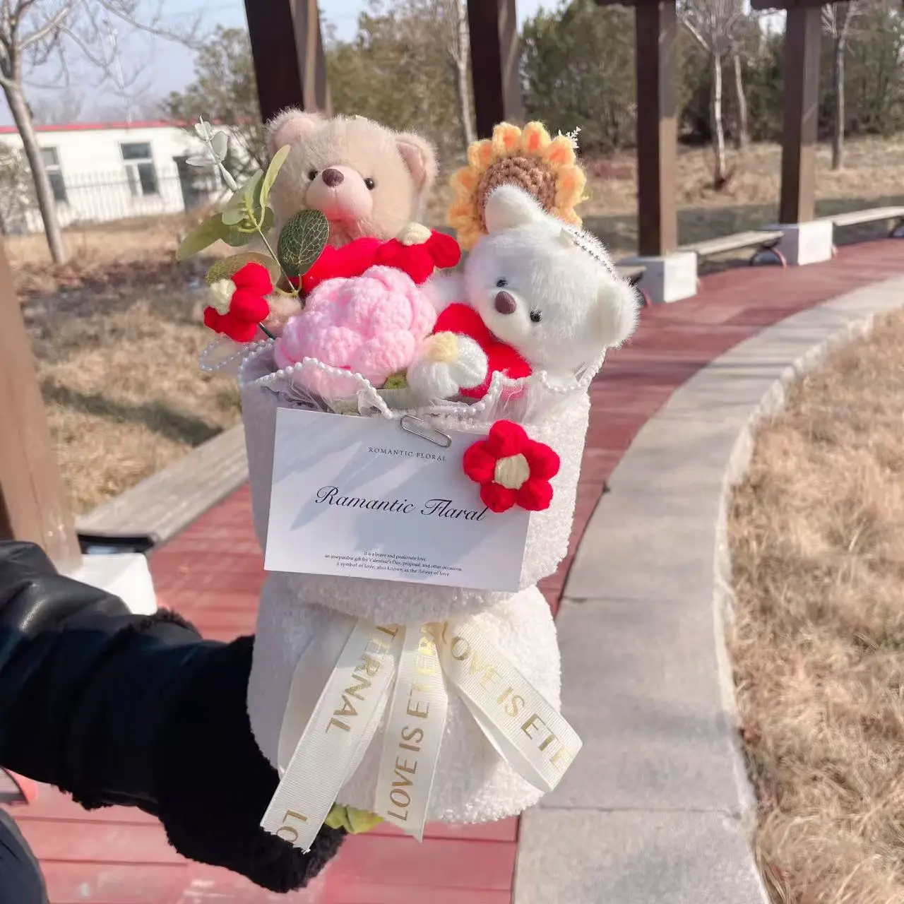 Lovely Teddy Bear Heart Bouquet with Artificial Flowers – Romantic Gift for Valentine’s & Mother’s Day - Image 4