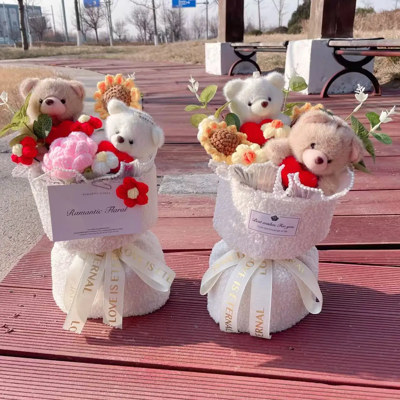 Lovely Teddy Bear Heart Bouquet with Artificial Flowers – Romantic Gift for Valentine’s & Mother’s Day