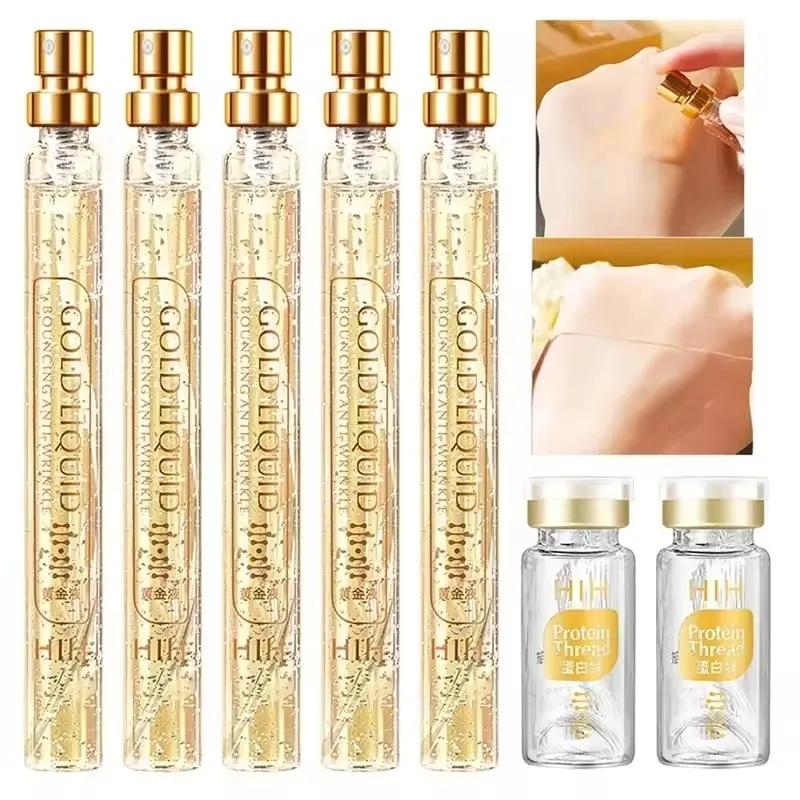 Soluble Face Lifting Threads Collagen Facial Essence – Protein Peptide Gold Silk Wire Face Serum for Firming Skin - Image 2